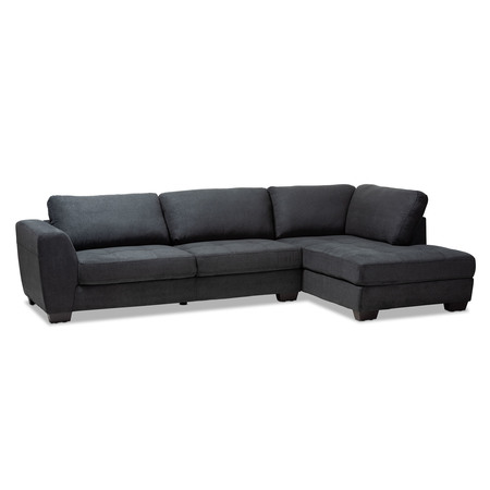 BAXTON STUDIO Petra Charcoal Upholstered Right Facing Sectional Sofa 152-9349